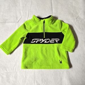Boys Spyder 1/4 zip fleece pullover lime green 12 months